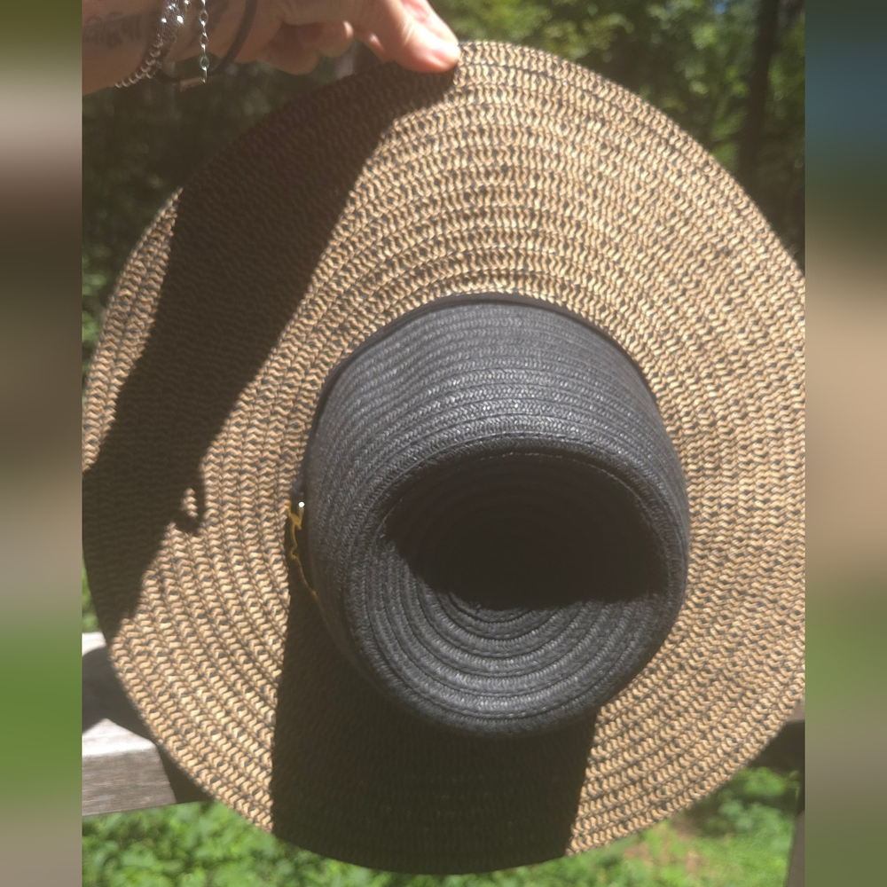 Black n Tan stunning "Jackie O" style sun hat 8" x16" - Picture 5 of 7